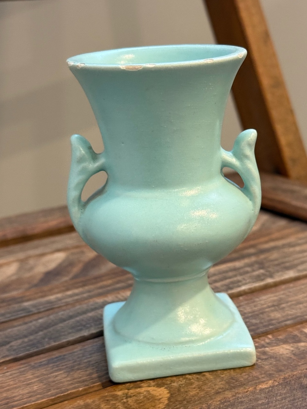 Vintage Aqua Japanese Ceramic Urn Vase / Small Flower Holder